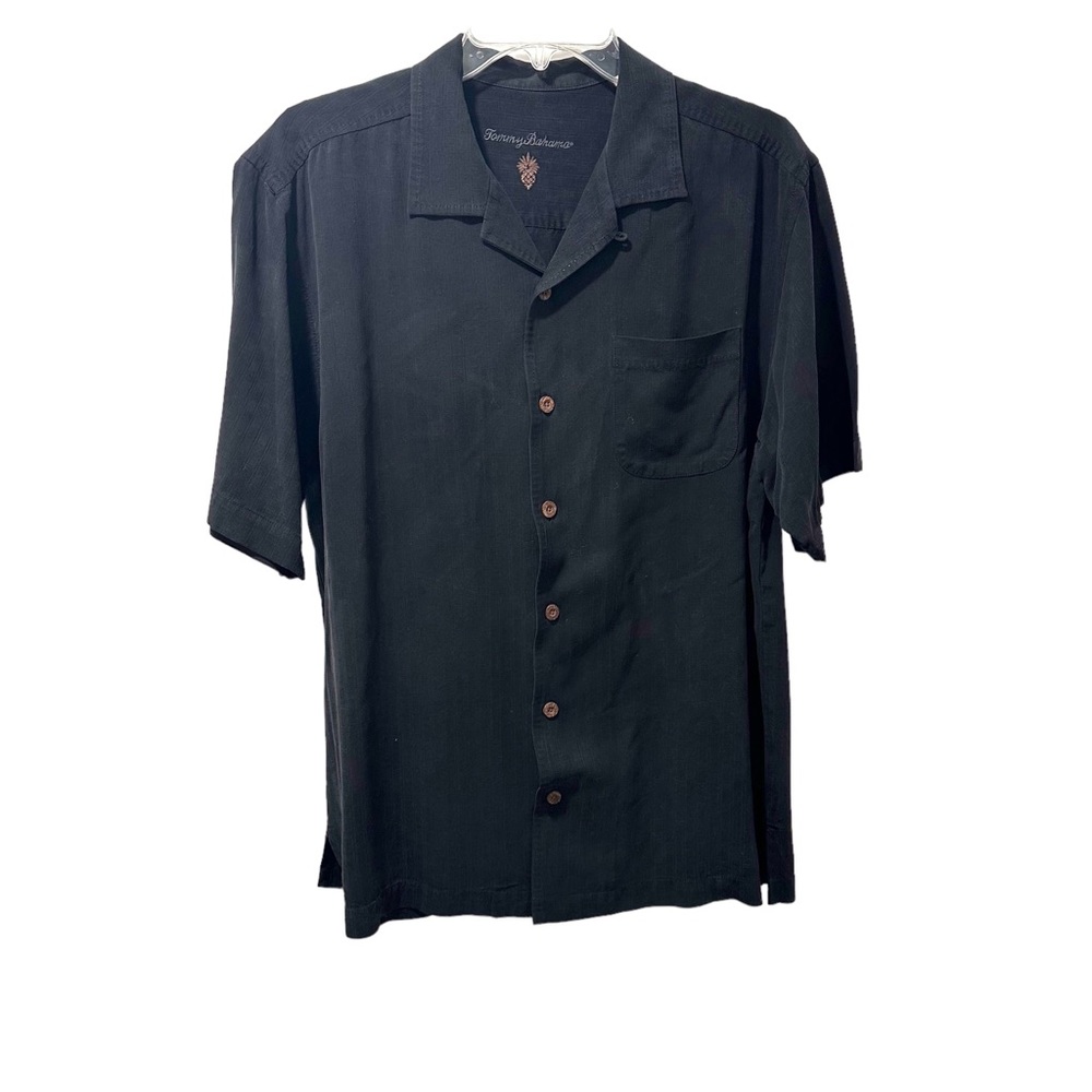 Tommy Bahama Black Short Sleeve Button Shirt With Pocket Size M